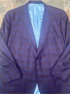 Custom Maroon and Blue Plaid Sport Coat